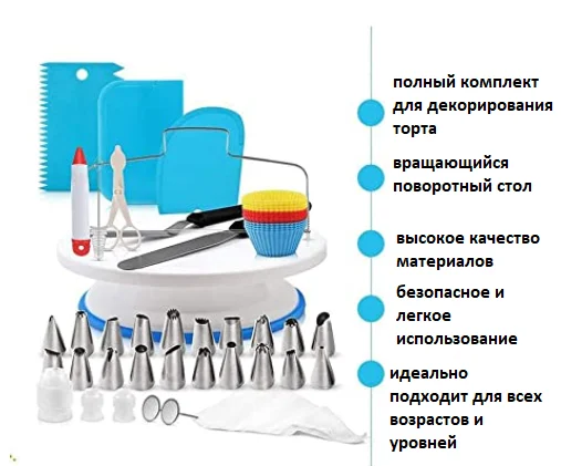 Кондитерський набір набір для декору тортів насадки для крему для прикрашання тортів кексів 106 шт