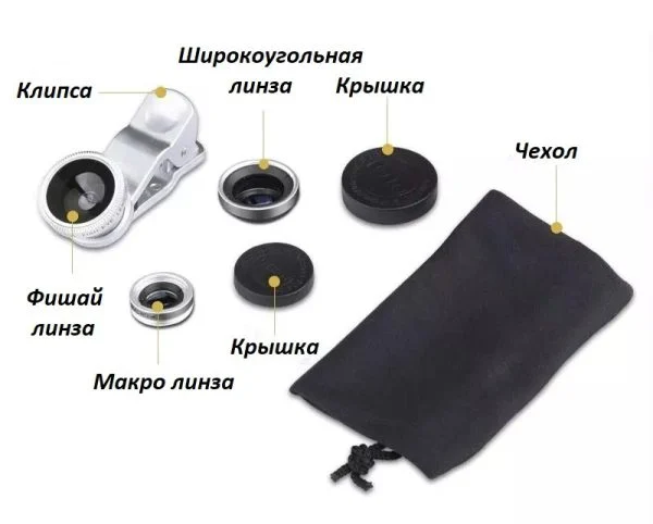 3в1 фишай, ширококутна, макролінза для телефону 3в1 фишай, ширококутна, макролінза для телефону