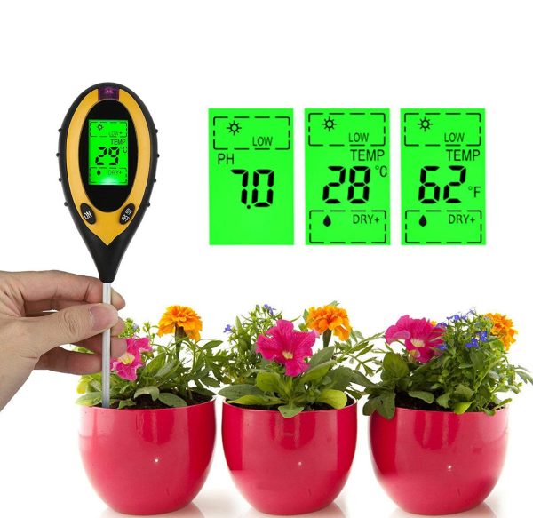 Аналізатор ґрунту 4 в 1 вимірювач ph ґрунту прилад для вимірювання вологості ґрунту температури освітлення