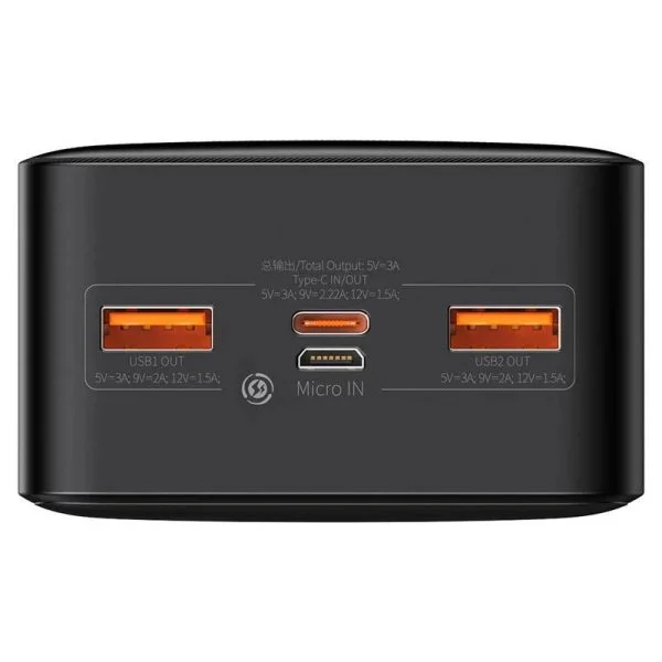 Baseus power bank 10000mah 20W (PPBD10K) павербанк чорний з дисплеєм та швидкою зарядкою