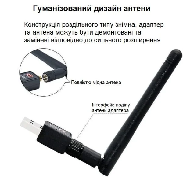 WiFi адаптер USB 2.0 бездротовий для ноутбуків пк WiFi адаптер USB 2.0 бездротовий для ноутбуків пк