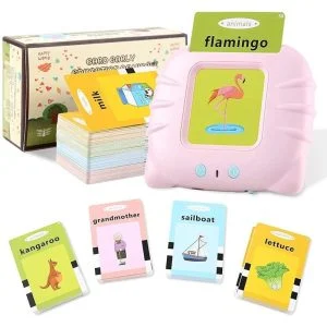Планшет інтерактивний + картки англійських слів для дітей 112 шт usb зарядка рожевий
