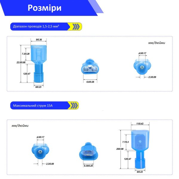 Конектор плоский fdfn mdfn 2-250 з повною нейлоновою ізоляцією 1,5-2,5 мм² роз'єм мама-тато (10 пар) Конектор плоский fdfn mdfn 2-250 з повною нейлоновою ізоляцією 1,5-2,5 мм² роз'єм мама-тато (10 пар)