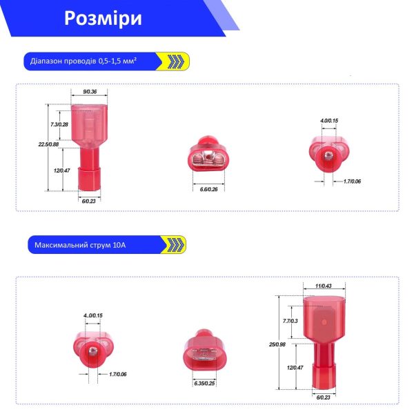 Конектор плоский fdfn mdfn 1,25-250 з повною нейлоновою ізоляцією 0,5-1,5 мм² роз'єм мама-тато (10 пар) Конектор плоский fdfn mdfn 1,25-250 з повною нейлоновою ізоляцією 0,5-1,5 мм² роз'єм мама-тато (10 пар)
